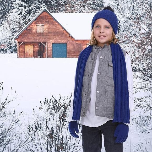Boys 3 Item Polarwear Winter Kid-Set: Hat, scarf & Glove (Style: Blue1298) - Picture 5 of 5